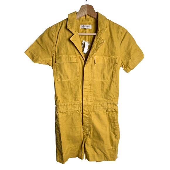 Madewell Dresses & Skirts - NWT Madewell Women's XS Mustard 100% Cotton Coverall Jumpsuit